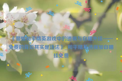 《警惕和平精英游戏中的透视与自瞄外挂——免费的背后其实是违法》_和平精英透视加自瞄挂免费